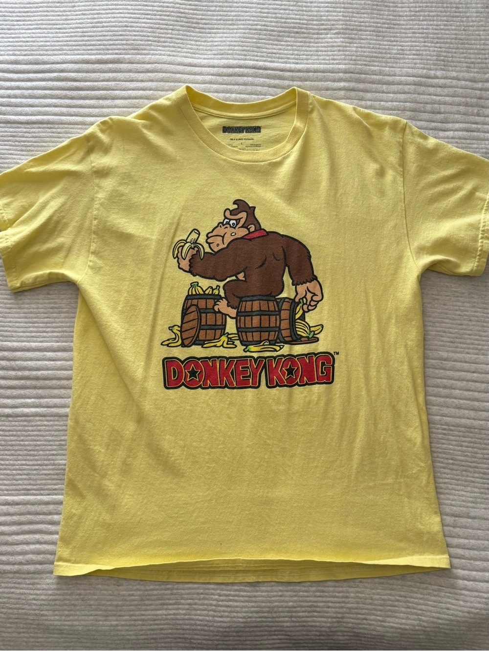 Sz L - Yellow Donkey Kong Cotton Shirt Short Sleeve